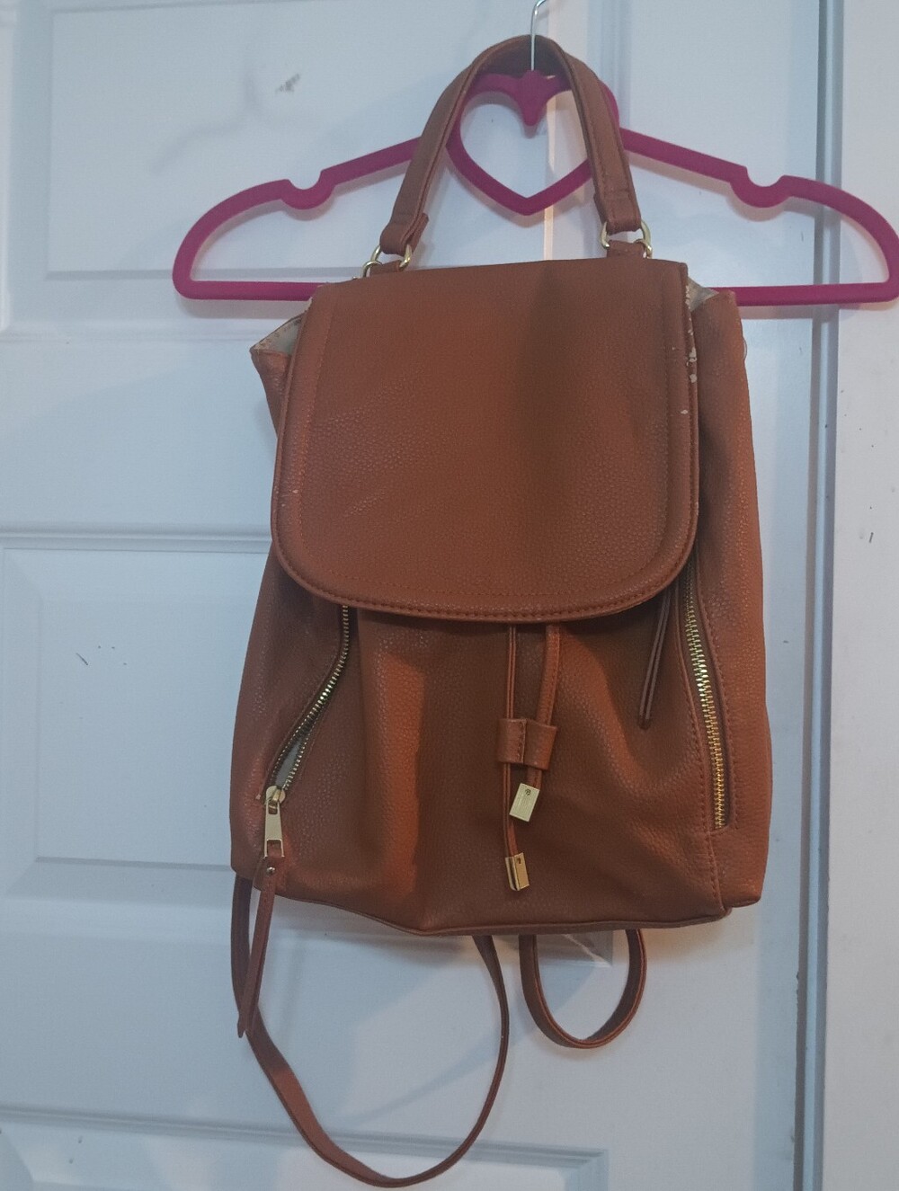 Women’s Tan Faux Leather Backpack Purse